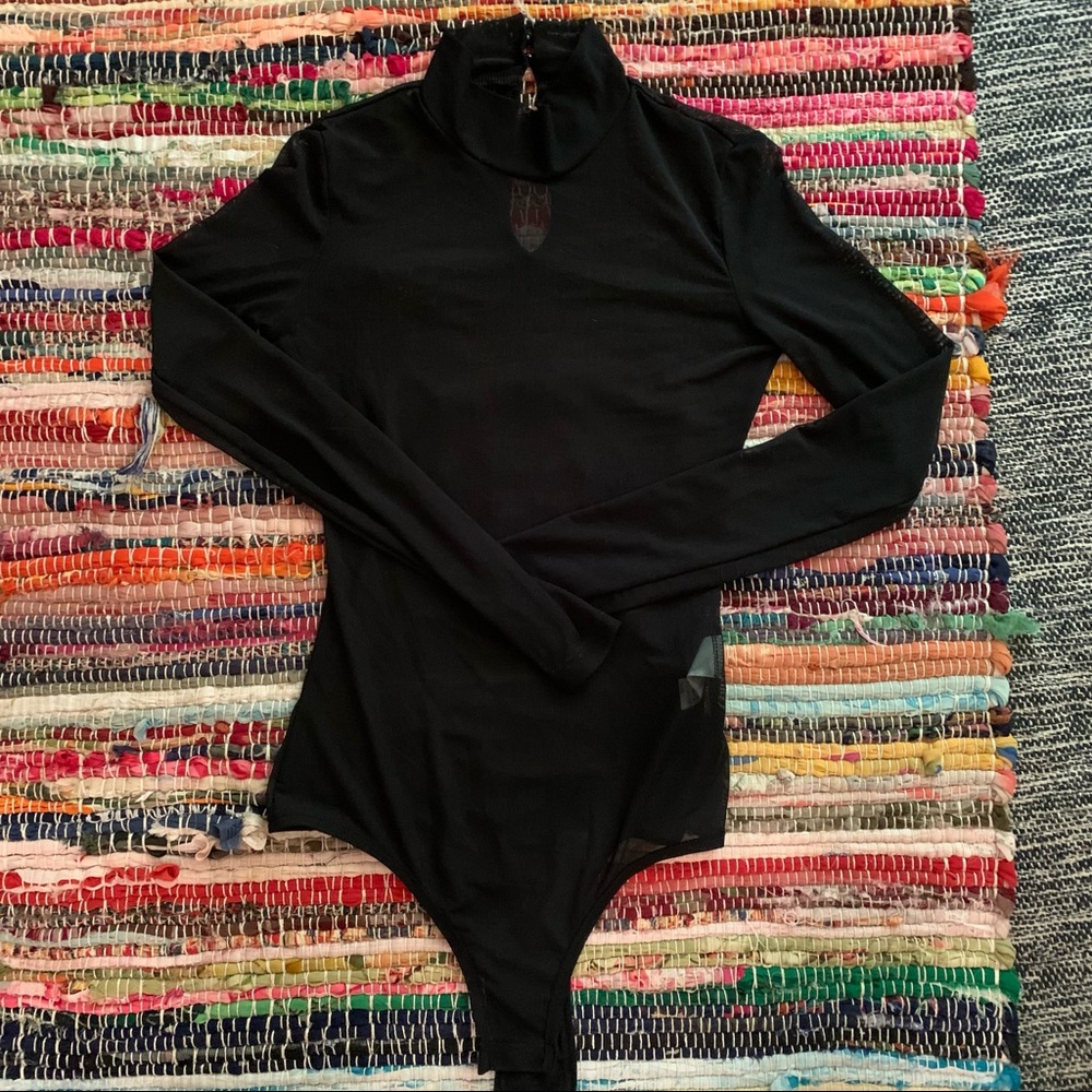 Mock Neck Sheer Mesh Bodysuite